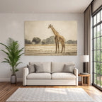 Giraffe In Natur Entspannt Kunstvoll Mit Weichen Farben