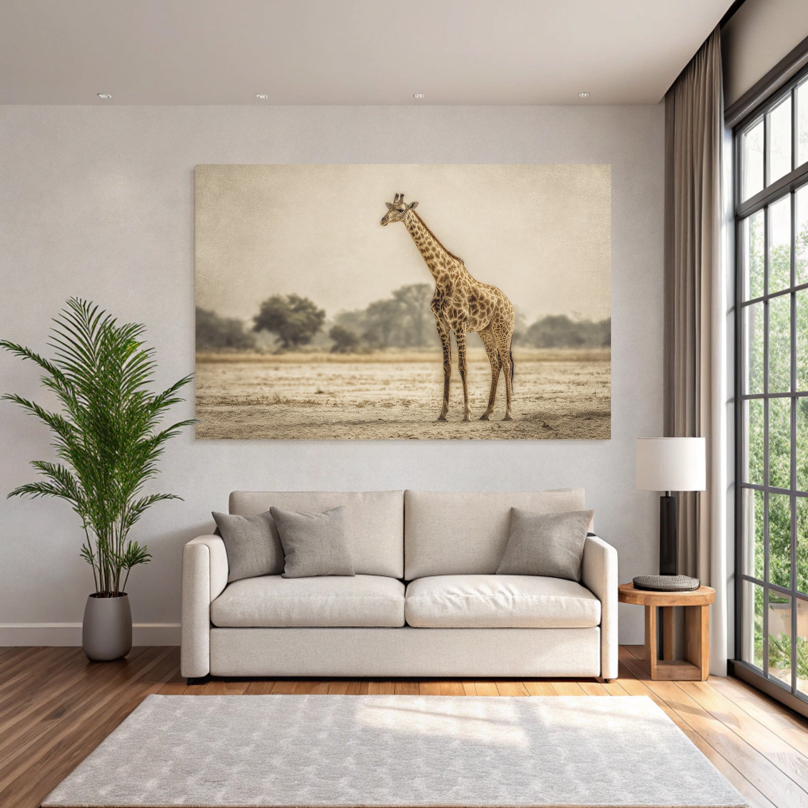 Giraffe In Natur Entspannt Kunstvoll Mit Weichen Farben
