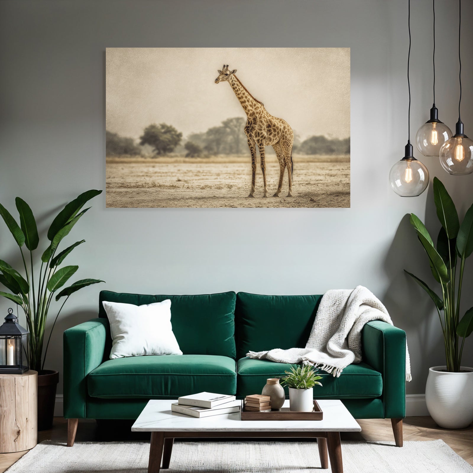 Giraffe In Natur Entspannt Kunstvoll Mit Weichen Farben