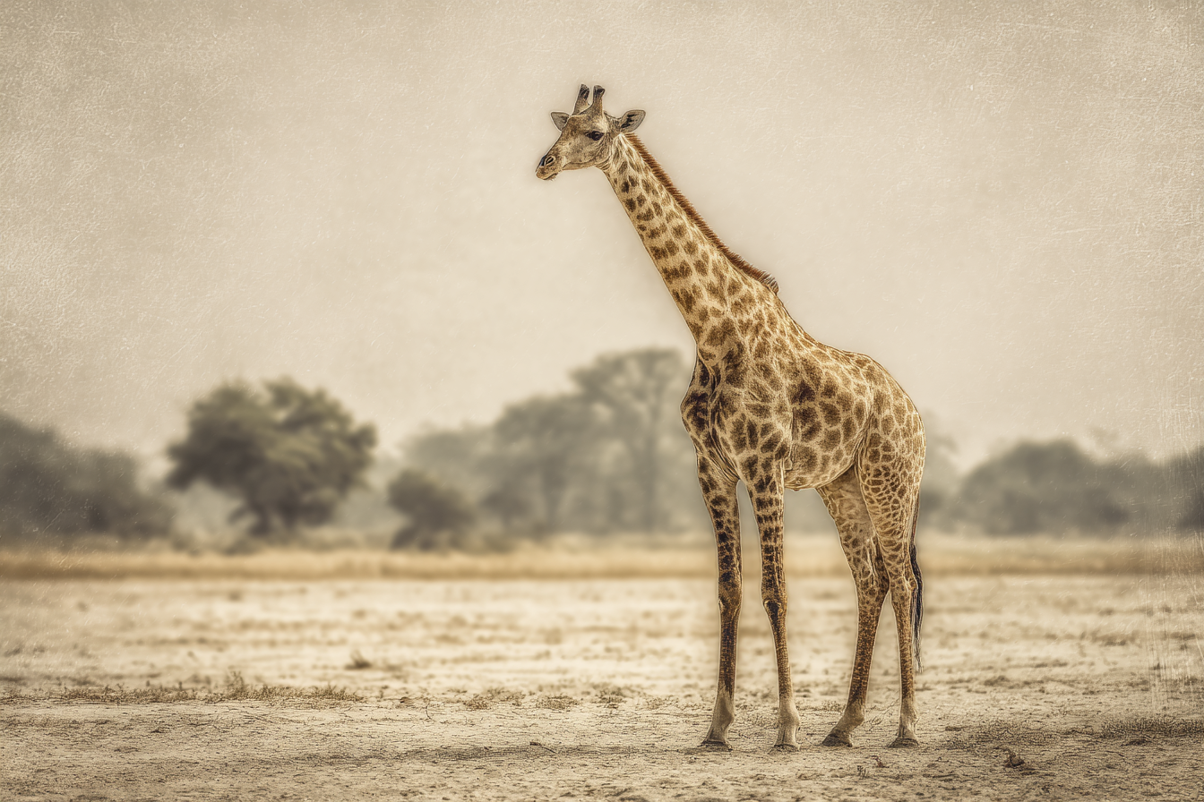 Giraffe In Natur Entspannt Kunstvoll Mit Weichen Farben | Safari und Wildtiere | Tiere