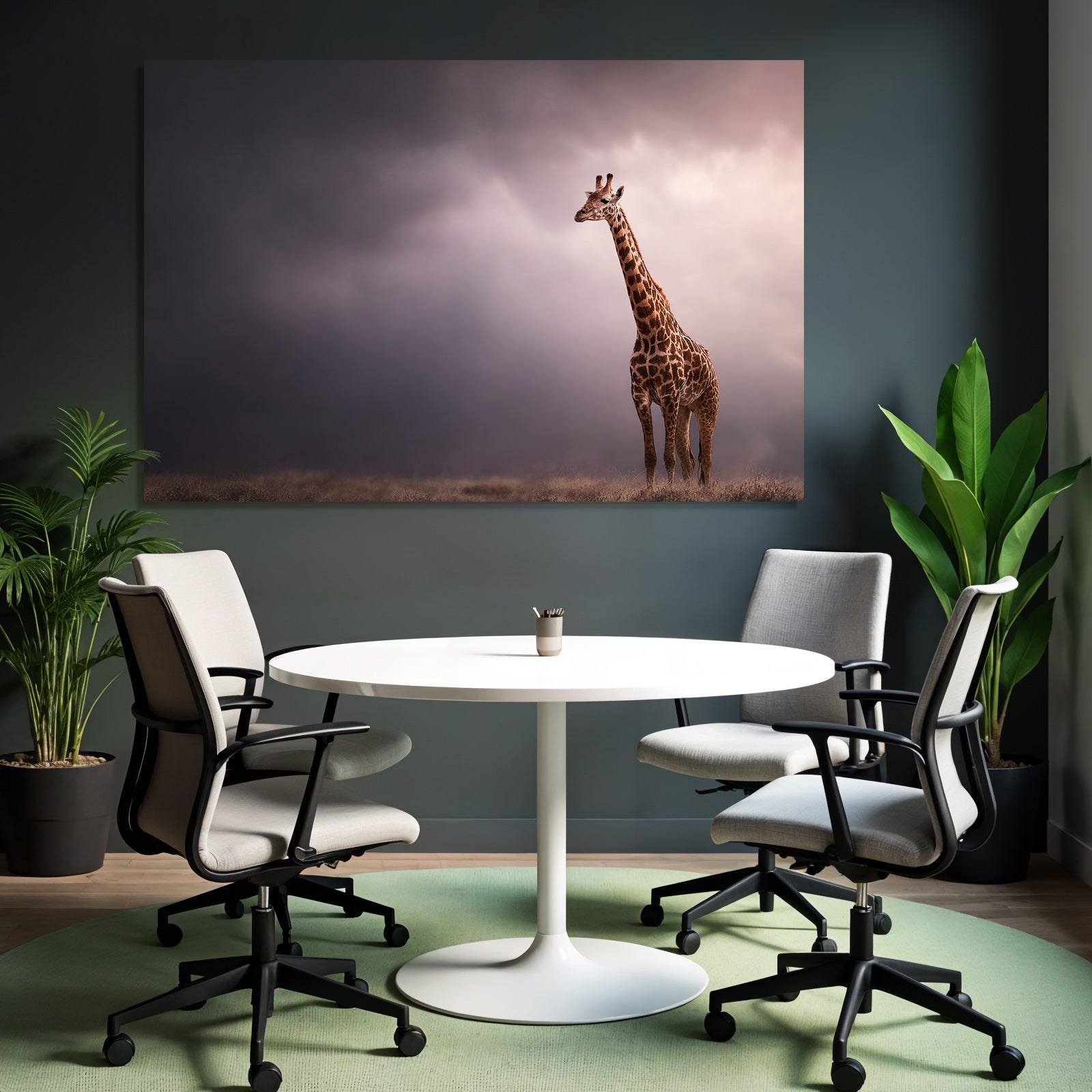 Giraffe In Natural Setting Mit Dramatischem Himmel