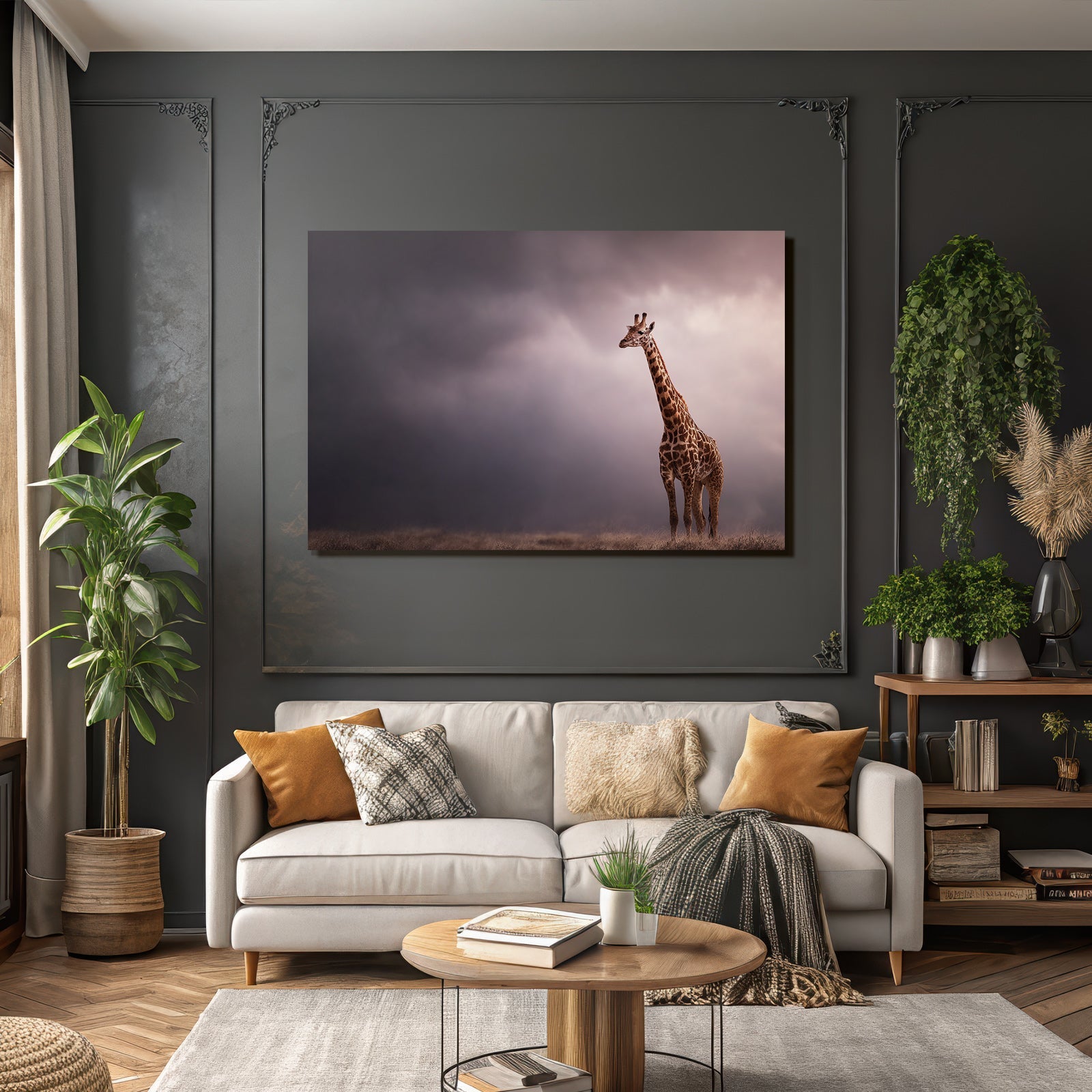 Giraffe In Natural Setting Mit Dramatischem Himmel