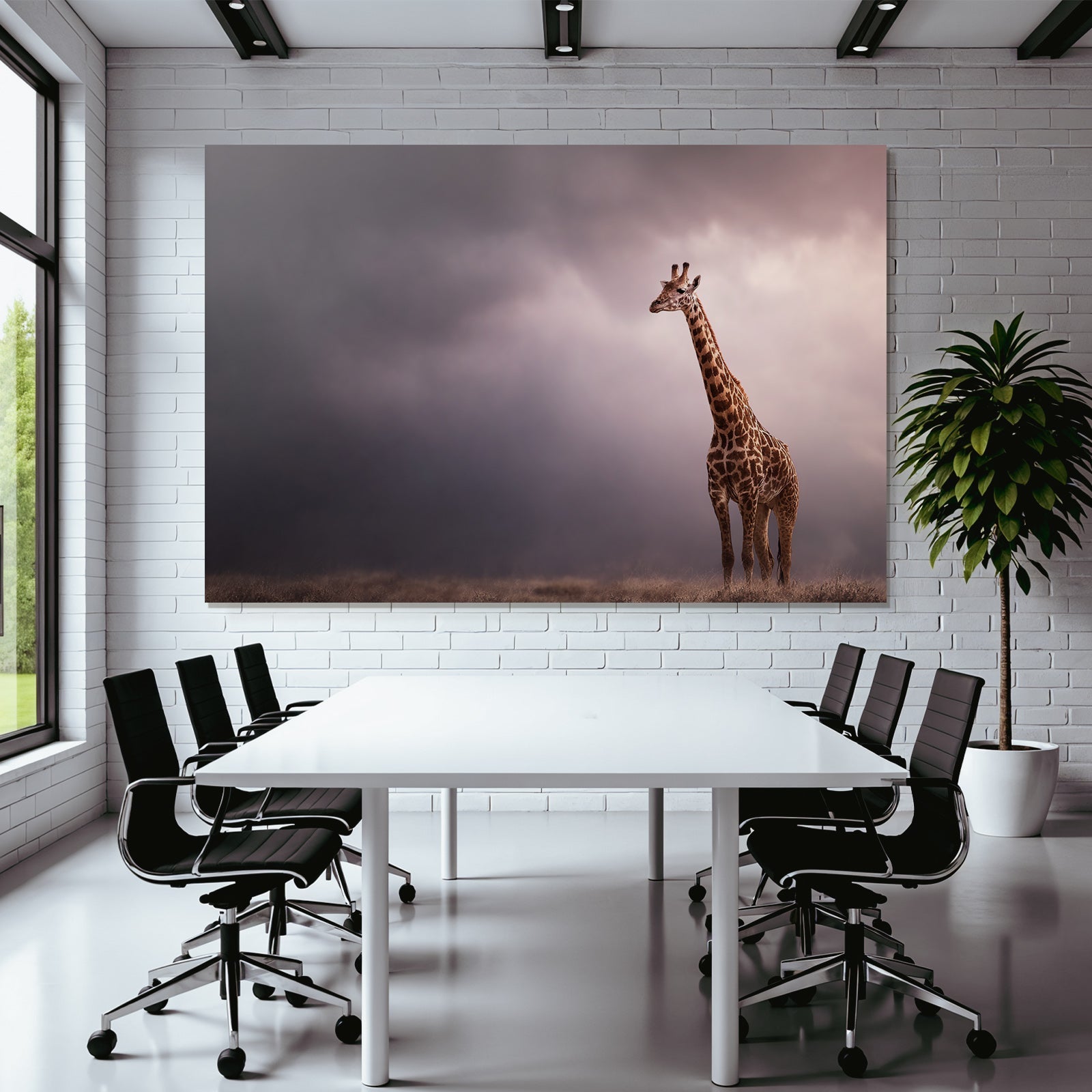Giraffe In Natural Setting Mit Dramatischem Himmel