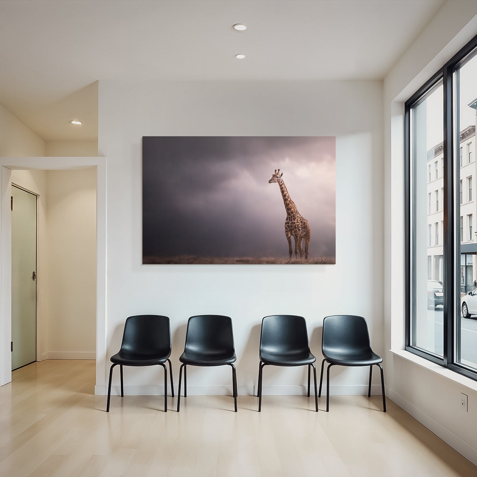Giraffe In Natural Setting Mit Dramatischem Himmel