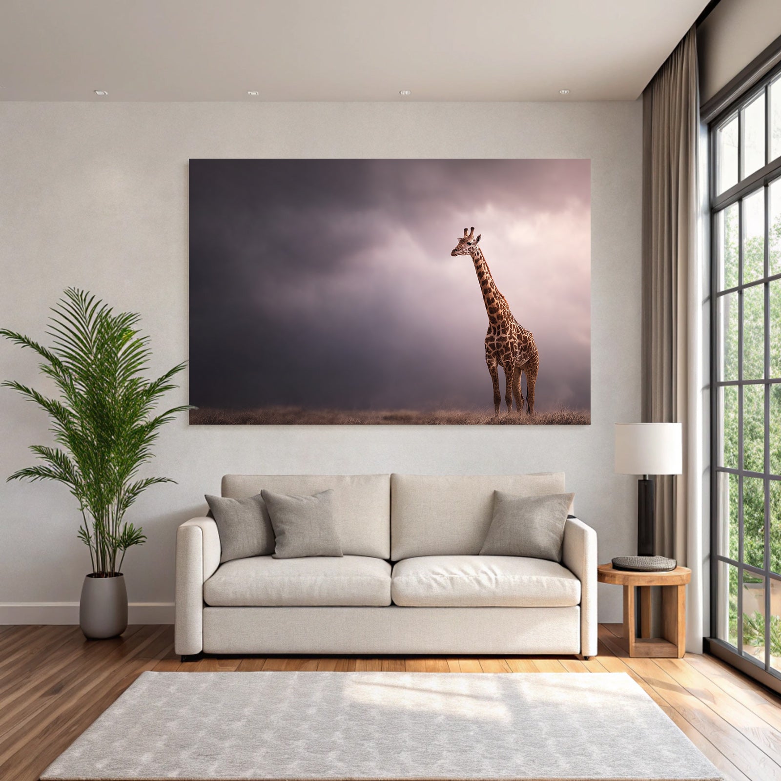 Giraffe In Natural Setting Mit Dramatischem Himmel