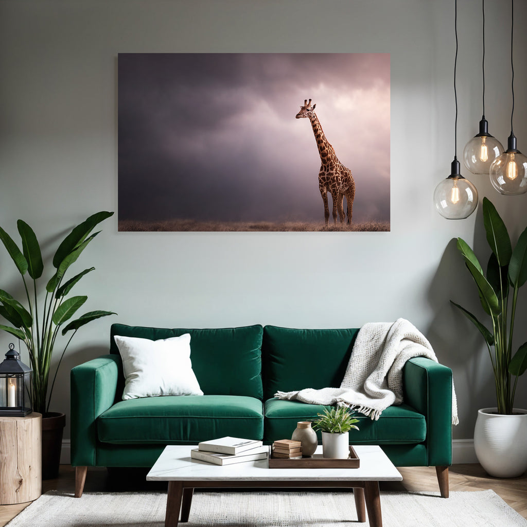Giraffe In Natural Setting Mit Dramatischem Himmel