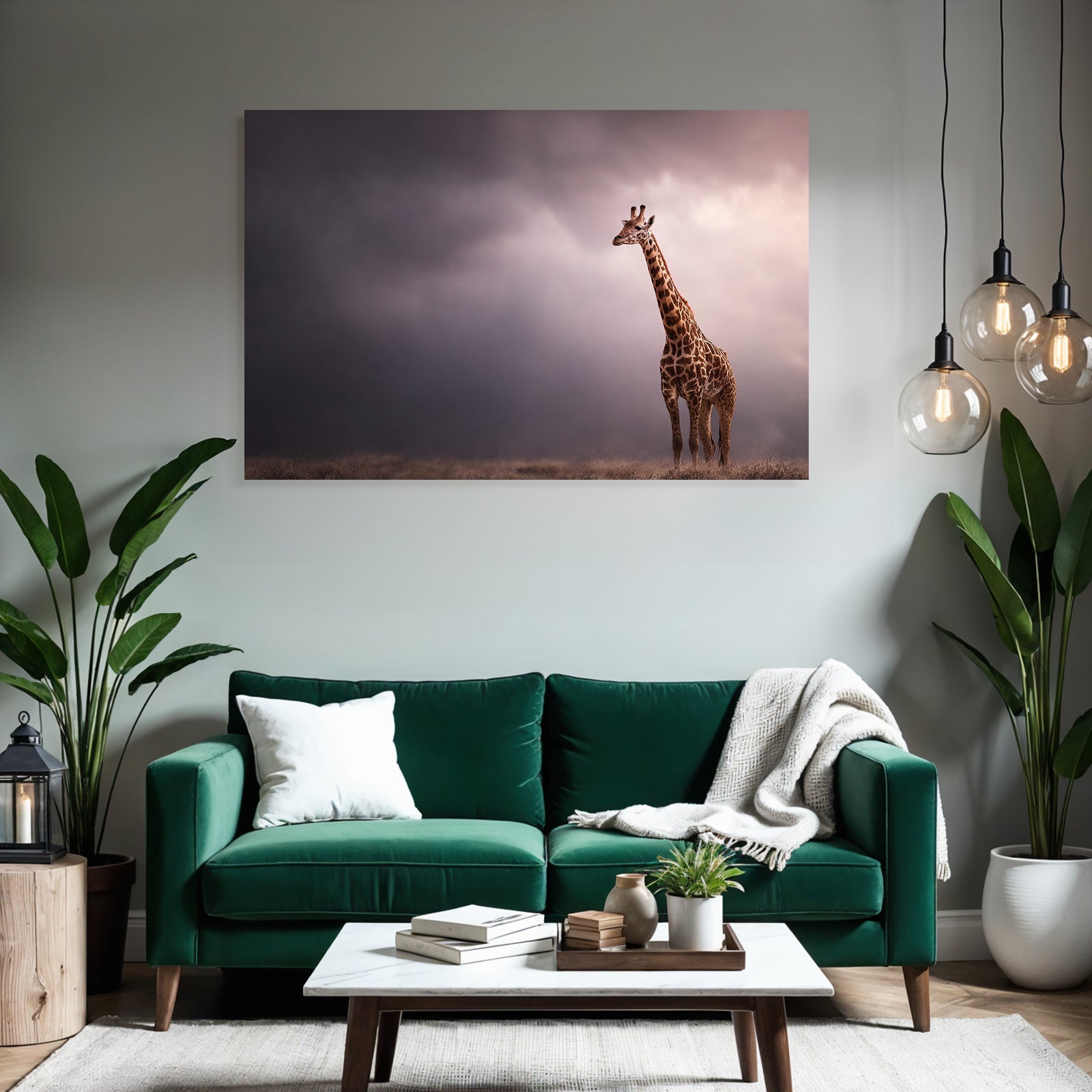 Giraffe In Natural Setting Mit Dramatischem Himmel