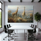 Giraffen In Einer Szenischen Landschaft Mit Bäumen Und Bergen