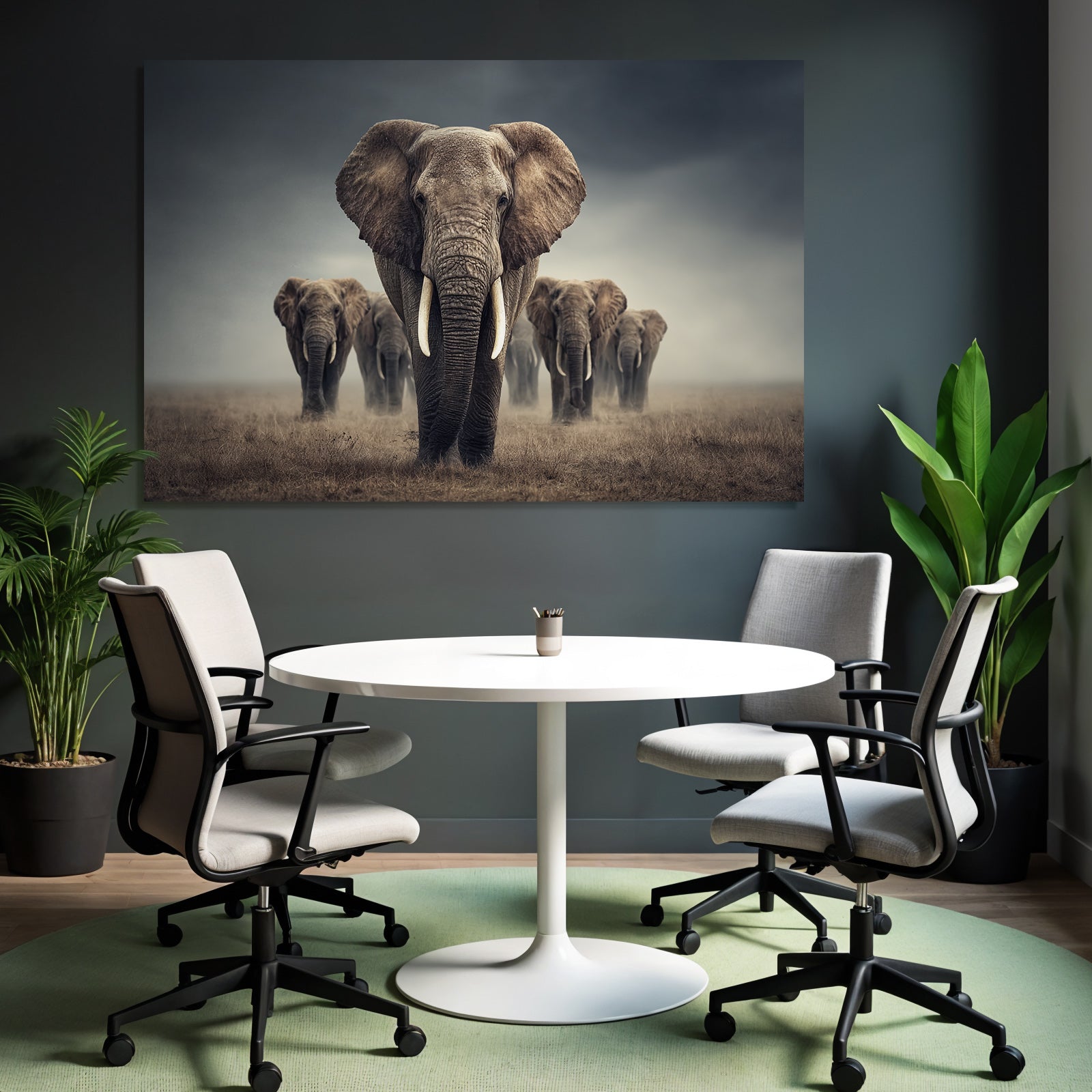 Gruppen Elefanten Natur Stimmungsvoll