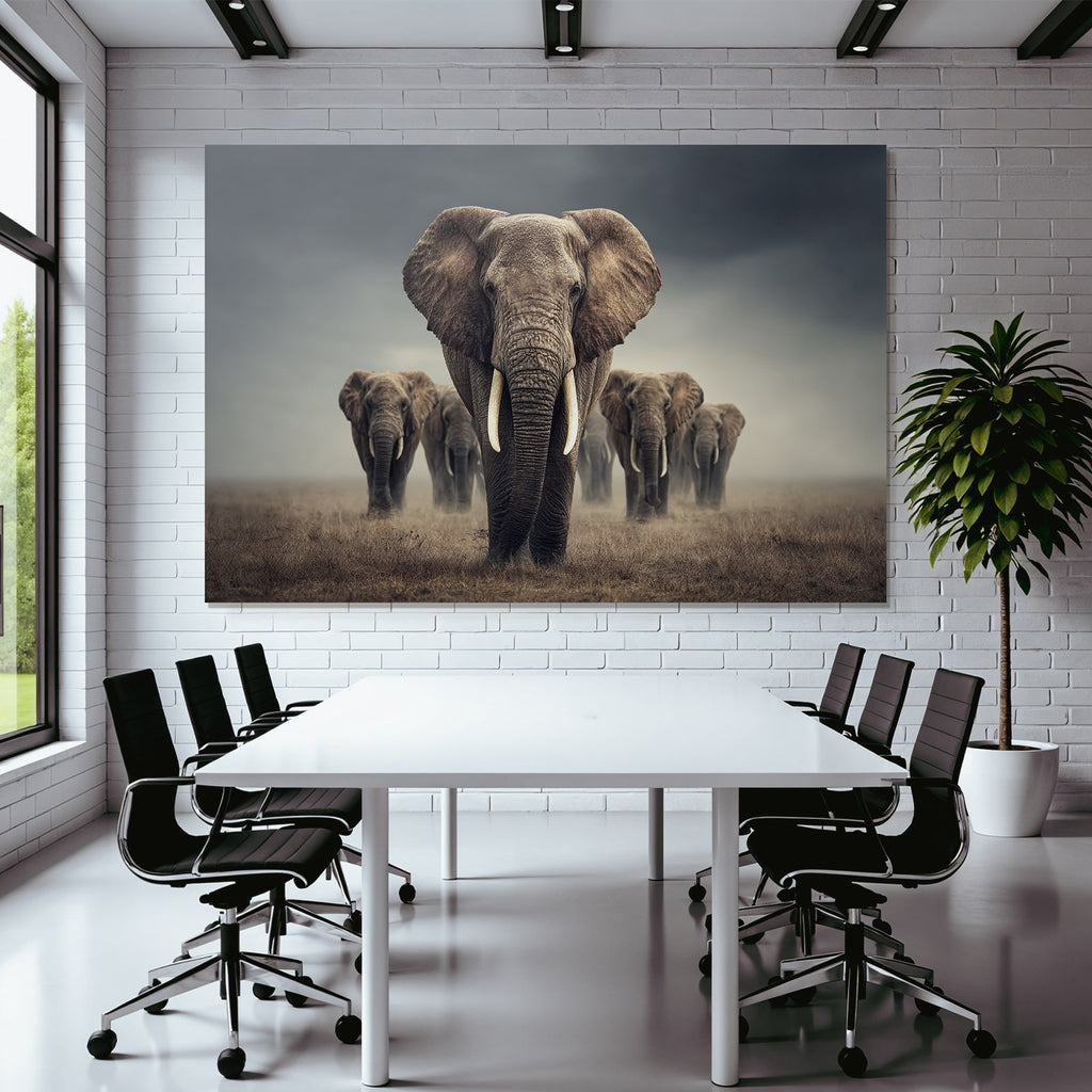 Gruppen Elefanten Natur Stimmungsvoll