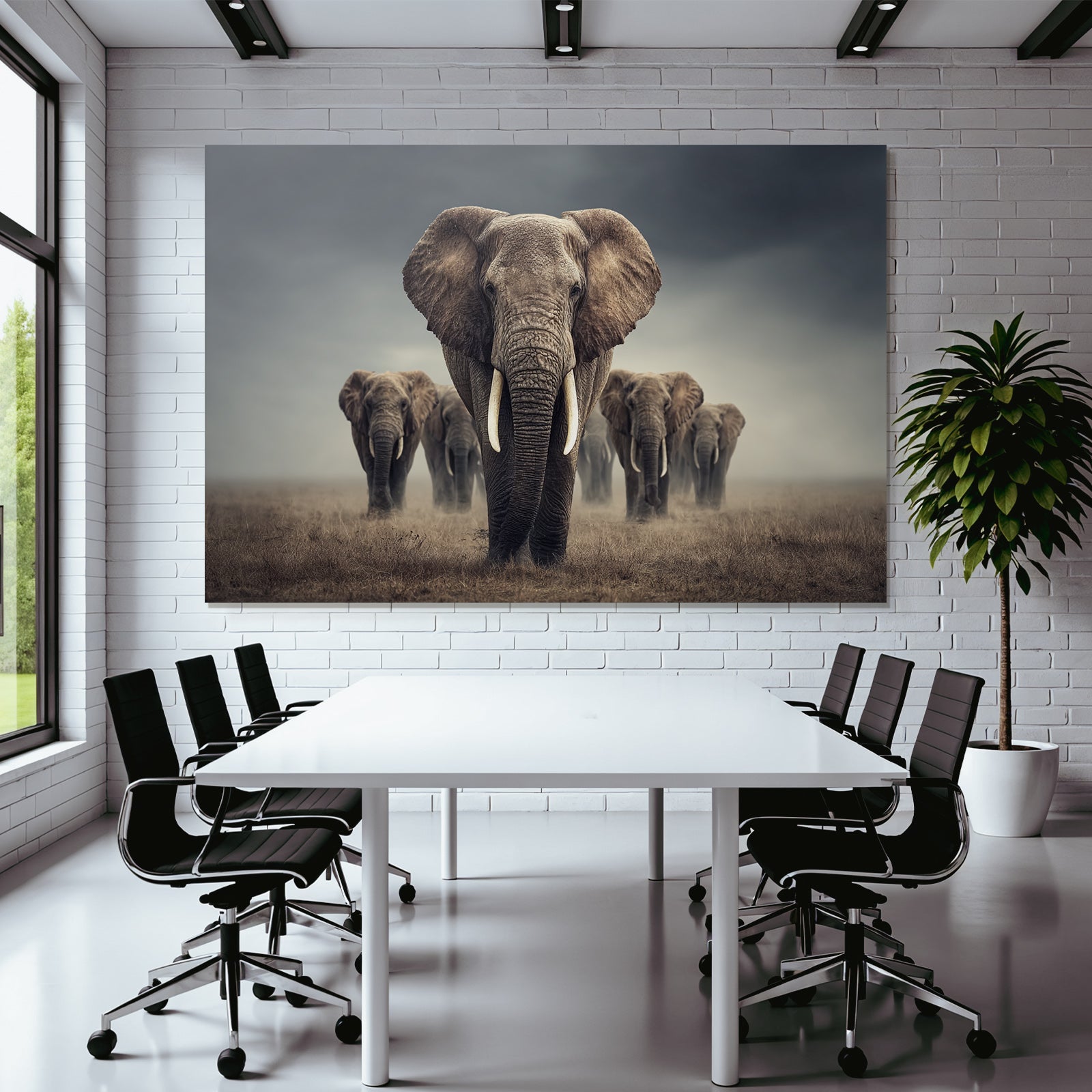 Gruppen Elefanten Natur Stimmungsvoll