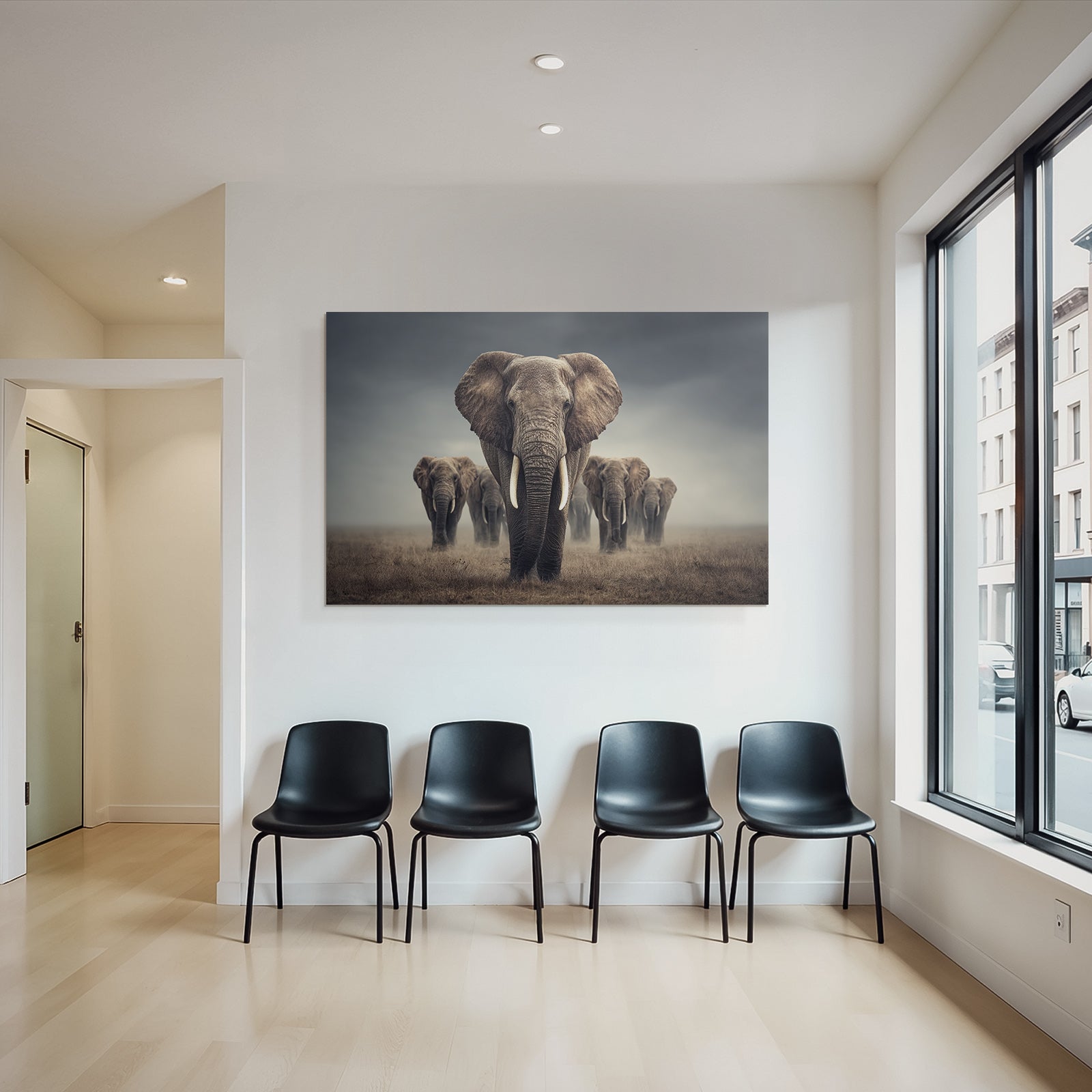 Gruppen Elefanten Natur Stimmungsvoll