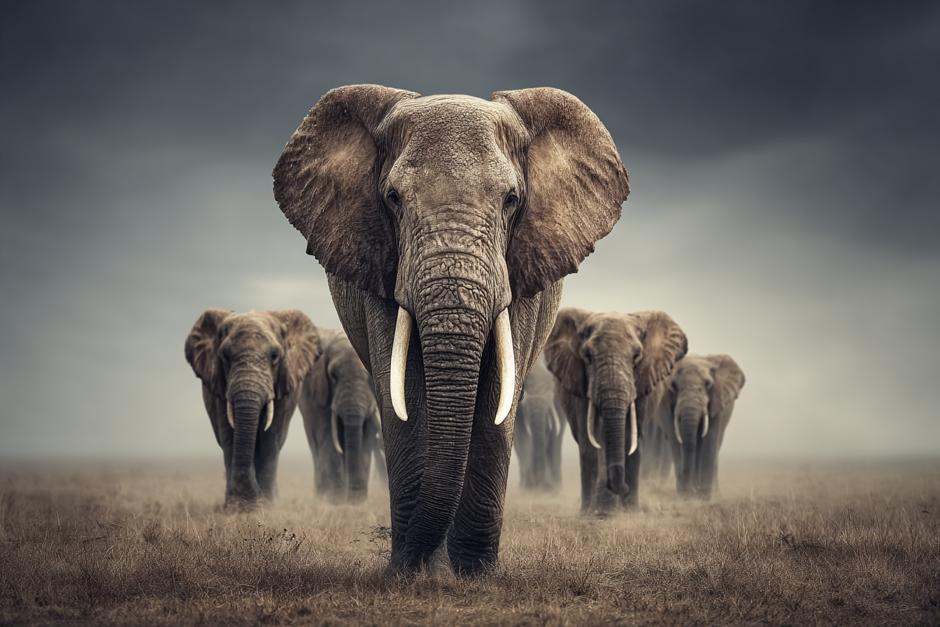 Gruppen Elefanten Natur Stimmungsvoll | Safari und Wildtiere | Tiere