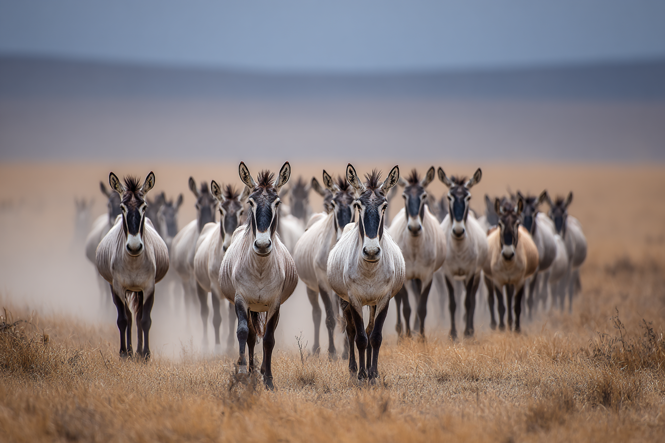 Herde Von Wildbeesten In Der Savanne Bei Dramatischem Licht | Safari und Wildtiere | Tiere