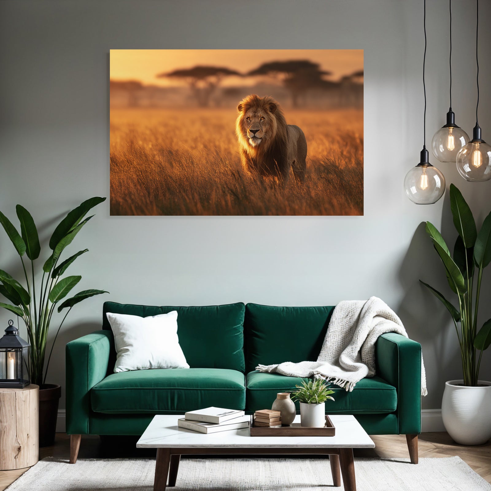Löwen Im Goldenen Grassland Bei Sonnenuntergang