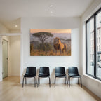 Majestic Lion Sunset In Tall Grass Savanna Landscape