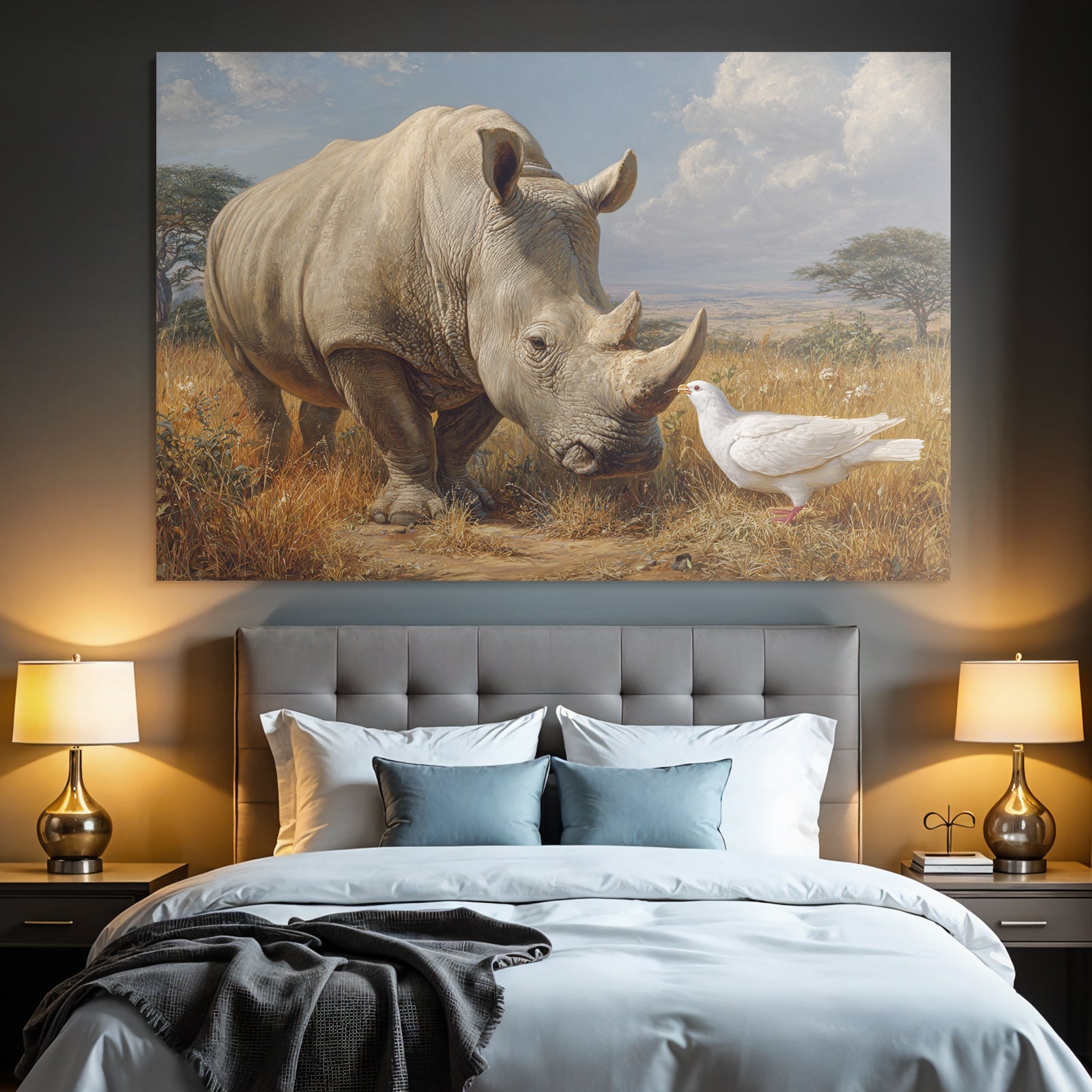 Nashorn Und Taube In Natur Komposition Wild Und Natur