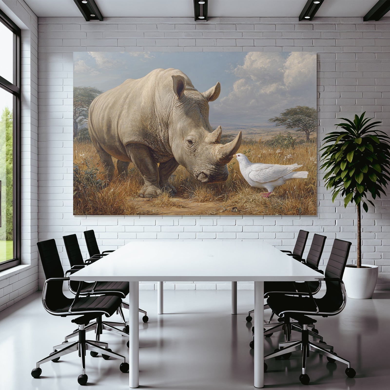 Nashorn Und Taube In Natur Komposition Wild Und Natur