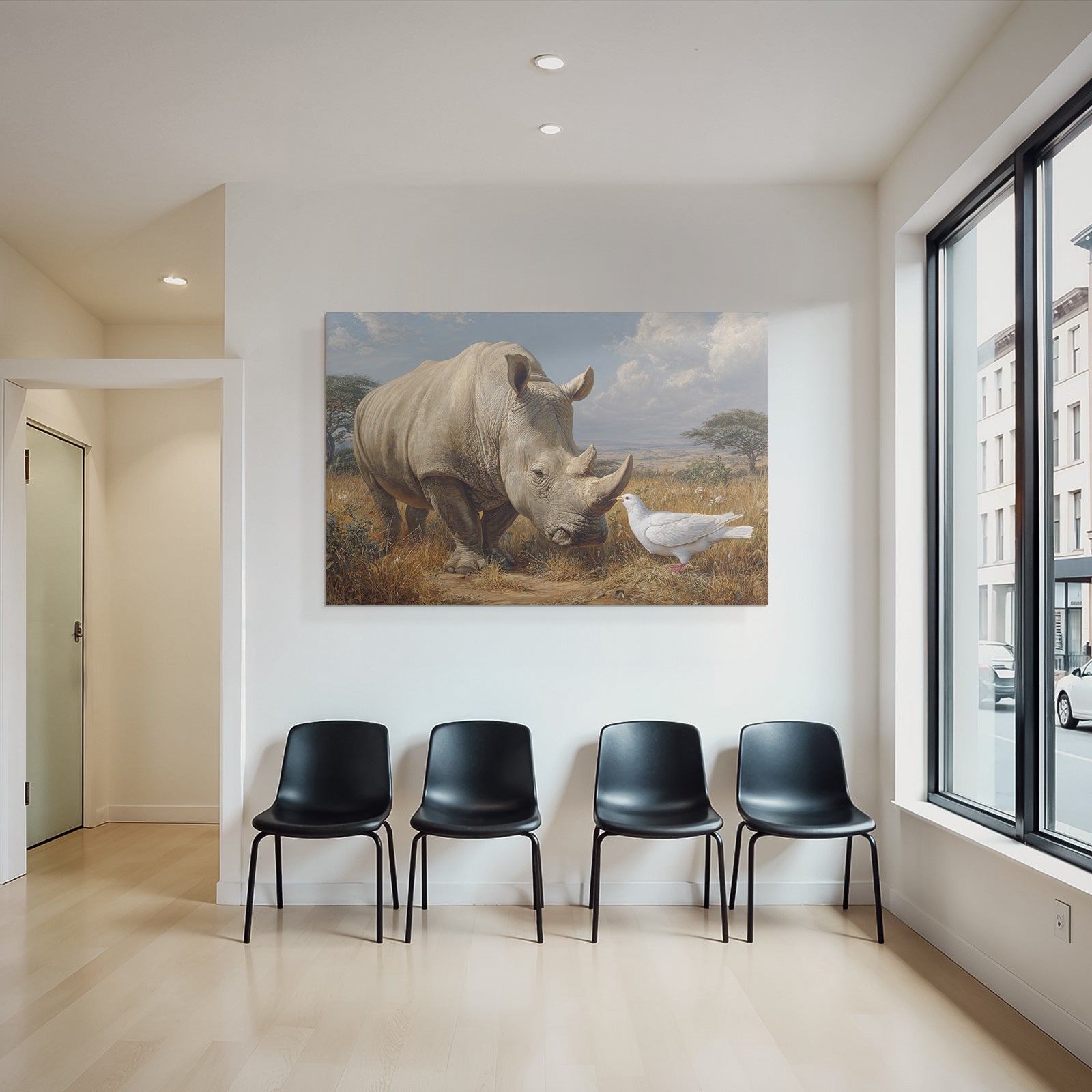 Nashorn Und Taube In Natur Komposition Wild Und Natur