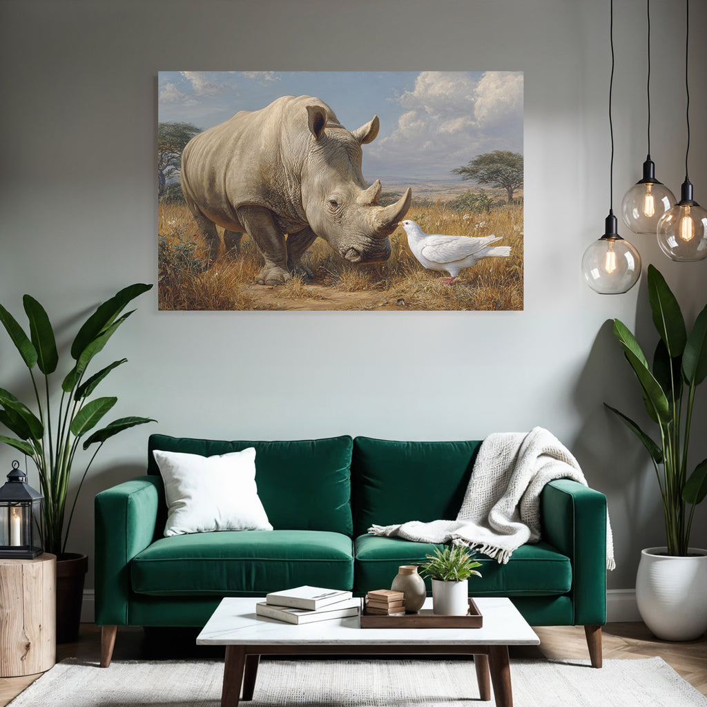 Nashorn Und Taube In Natur Komposition Wild Und Natur