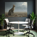 Wildkatze Mit Geflecktem Fell Im Trockenen Gras Unter Wolken