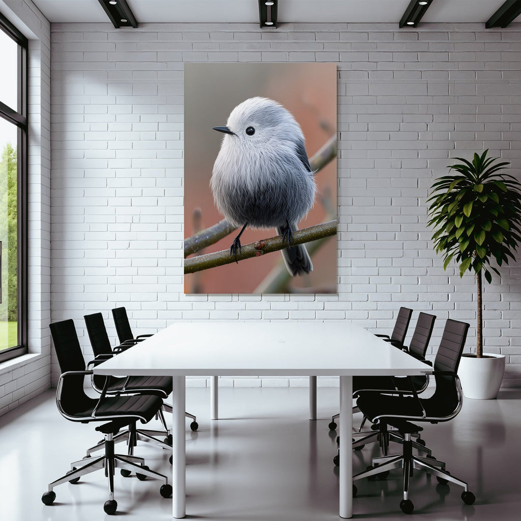 Kleiner Flauschiger Vogel Auf Einem Ast