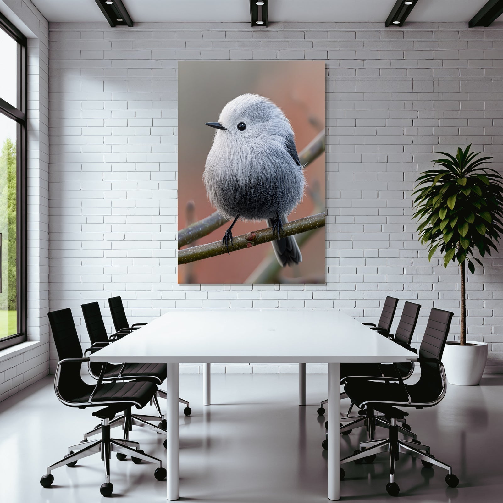 Kleiner Flauschiger Vogel Auf Einem Ast