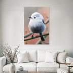 Kleiner Flauschiger Vogel Auf Einem Ast
