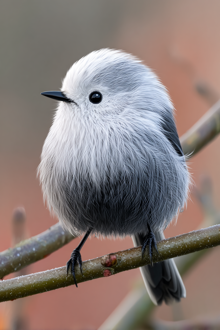 Kleiner Flauschiger Vogel Auf Einem Ast | Voegel | Tiere