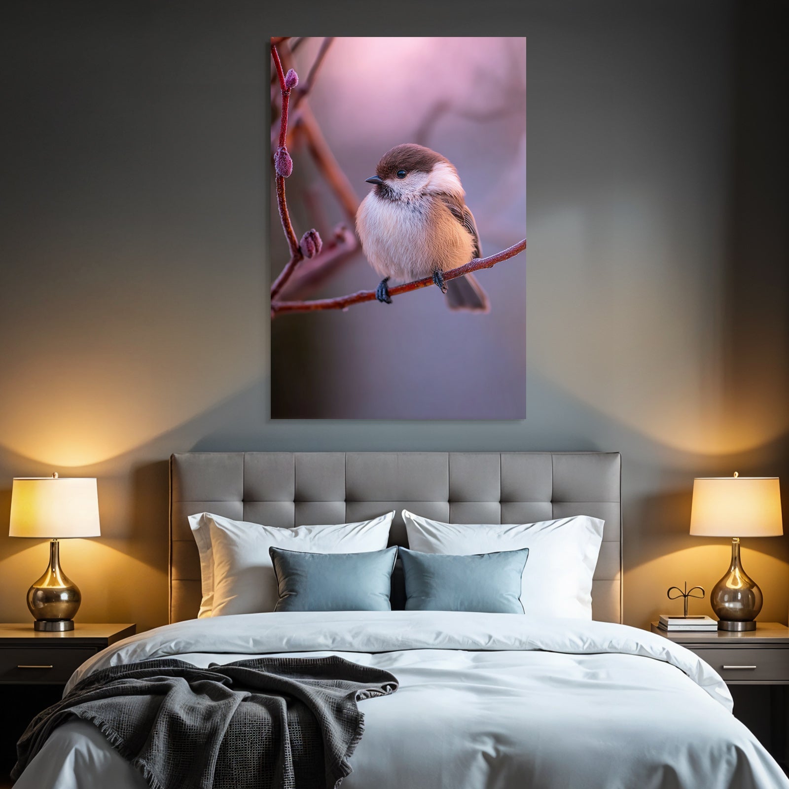 Kleiner Vogel Auf Einem Zweig Flauschig Und Kaltklimatisch Adaptiert