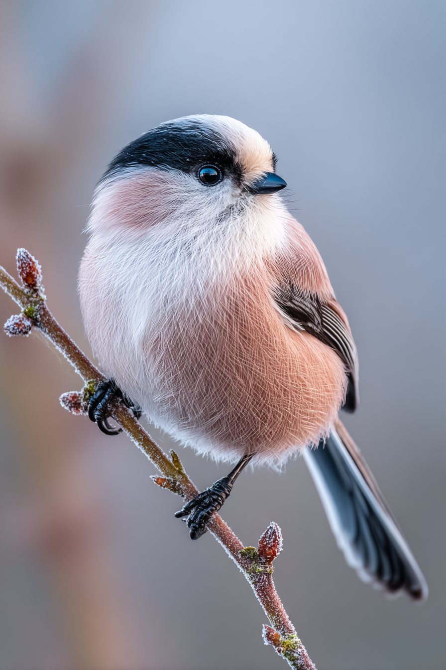 Longtailed Tit Auf Einem Ast Mit Frost Oder Tau | Voegel | Tiere