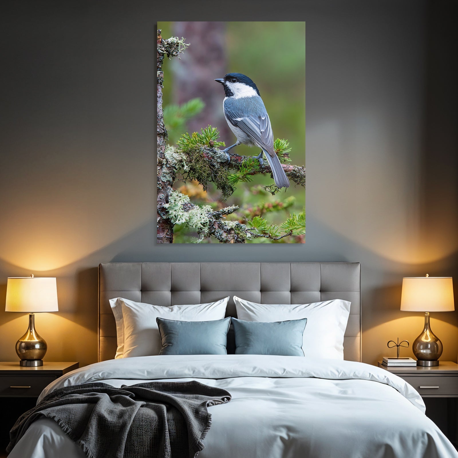 Vogel Auf Ast Black Cap White Throat Bluish Gray Body Natürliches Habitat