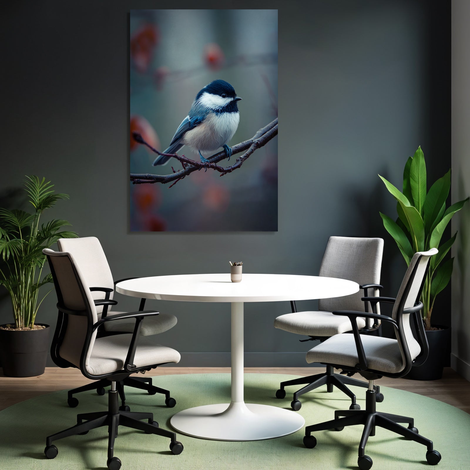 Vogel Auf Einem Zweig Dunkelblau Und Weiss Plumage