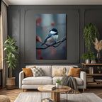 Vogel Auf Einem Zweig Dunkelblau Und Weiss Plumage