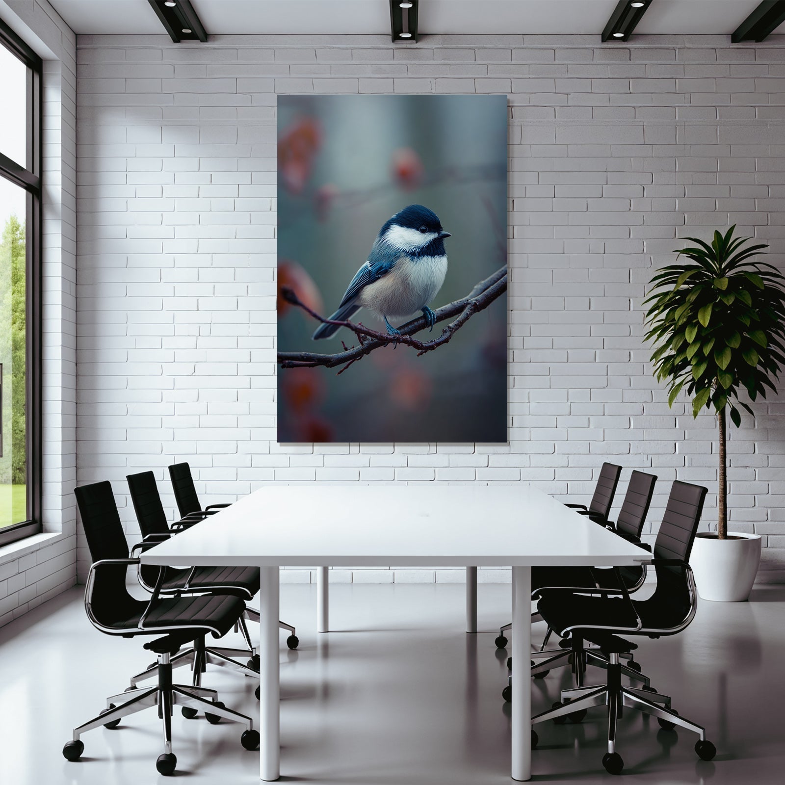 Vogel Auf Einem Zweig Dunkelblau Und Weiss Plumage