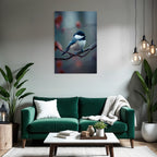 Vogel Auf Einem Zweig Dunkelblau Und Weiss Plumage