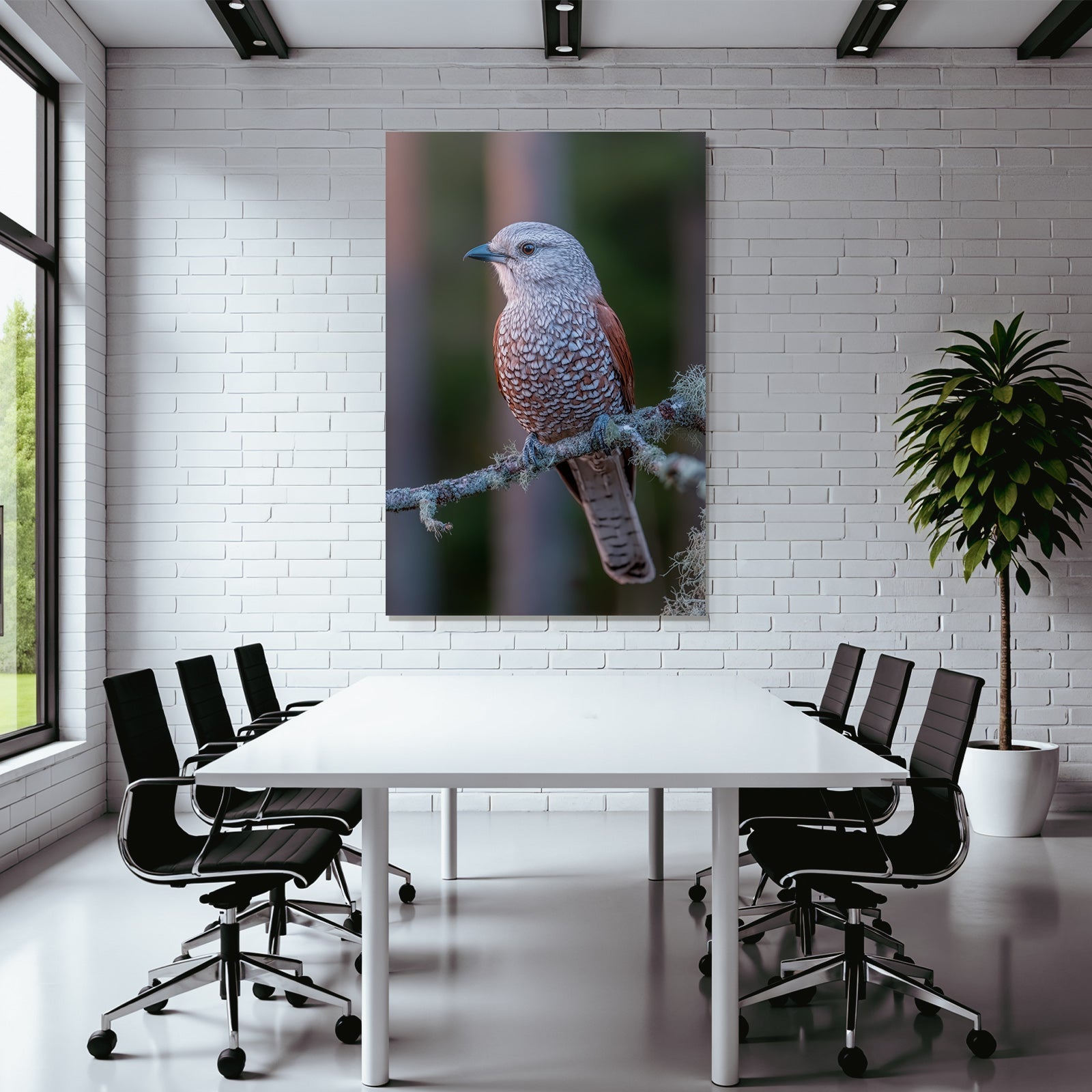 Vogel Auf Einem Zweig Mit Graün Und Rotbraunen Federn