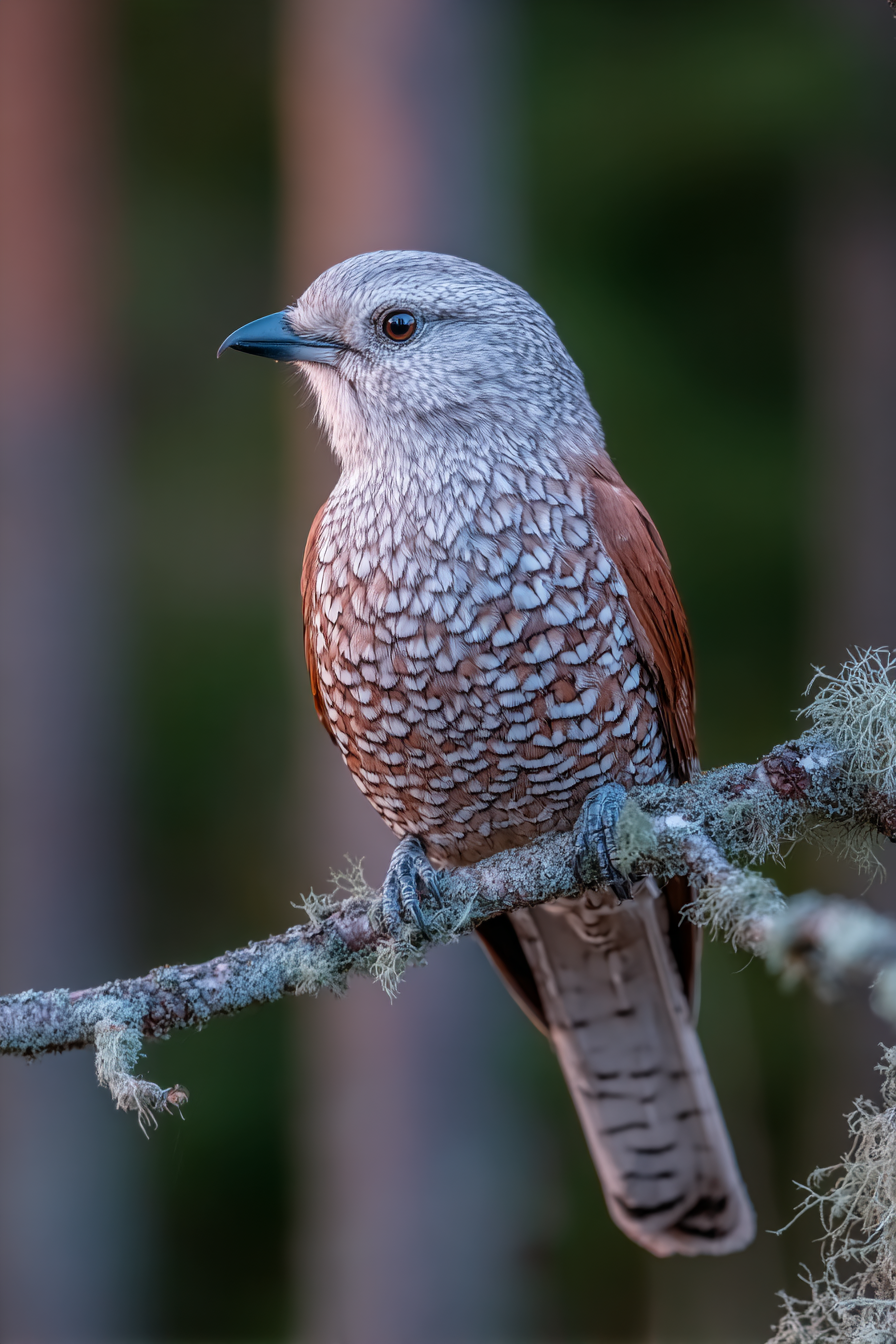 Vogel Auf Einem Zweig Mit Graün Und Rotbraunen Federn | Voegel | Tiere