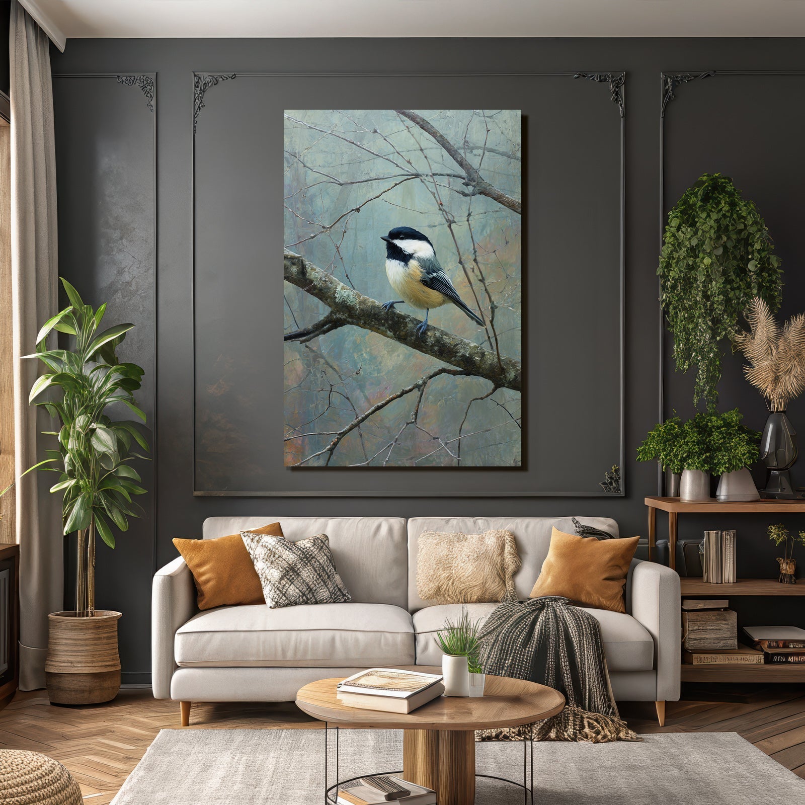 Vogel Auf Einem Zweig Mit Unscharfem Hintergrund