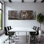 Owl Perched On Branch Moody Weather Nature Scene