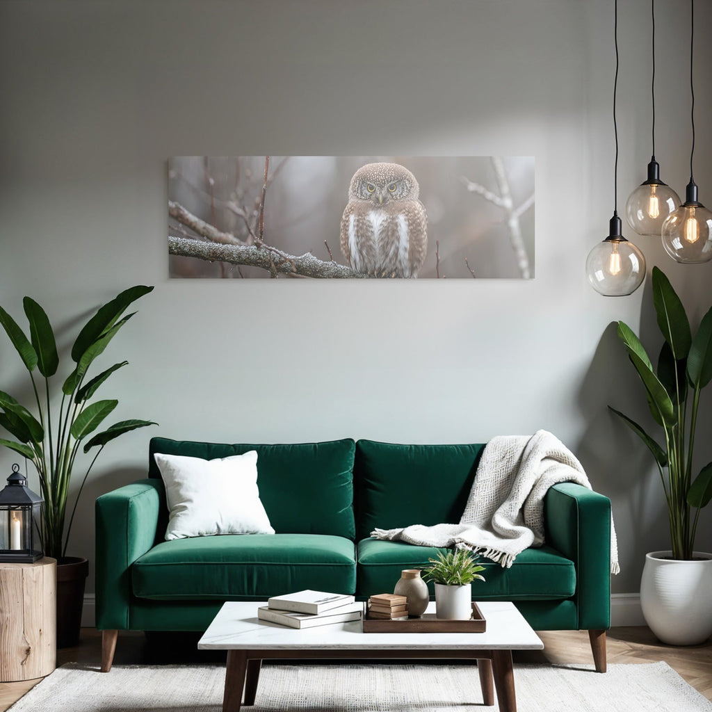 Owl Perched On Branch Moody Weather Nature Scene
