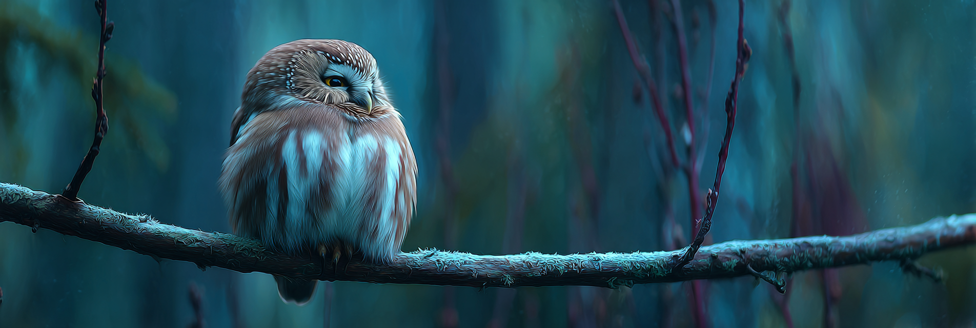 Stylisierter Au Gen Mit Stamm Im Hintergrund Mit Blaün Grünen Tonen | Voegel | Tiere