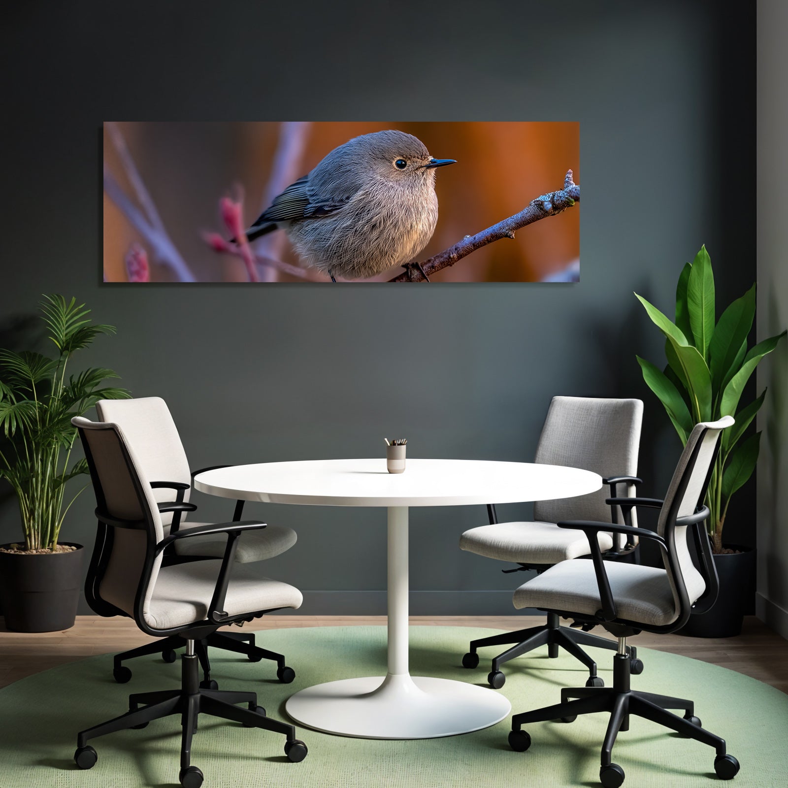 Vogel Auf Einem Ast Mit Weichen Flaumigen Federn
