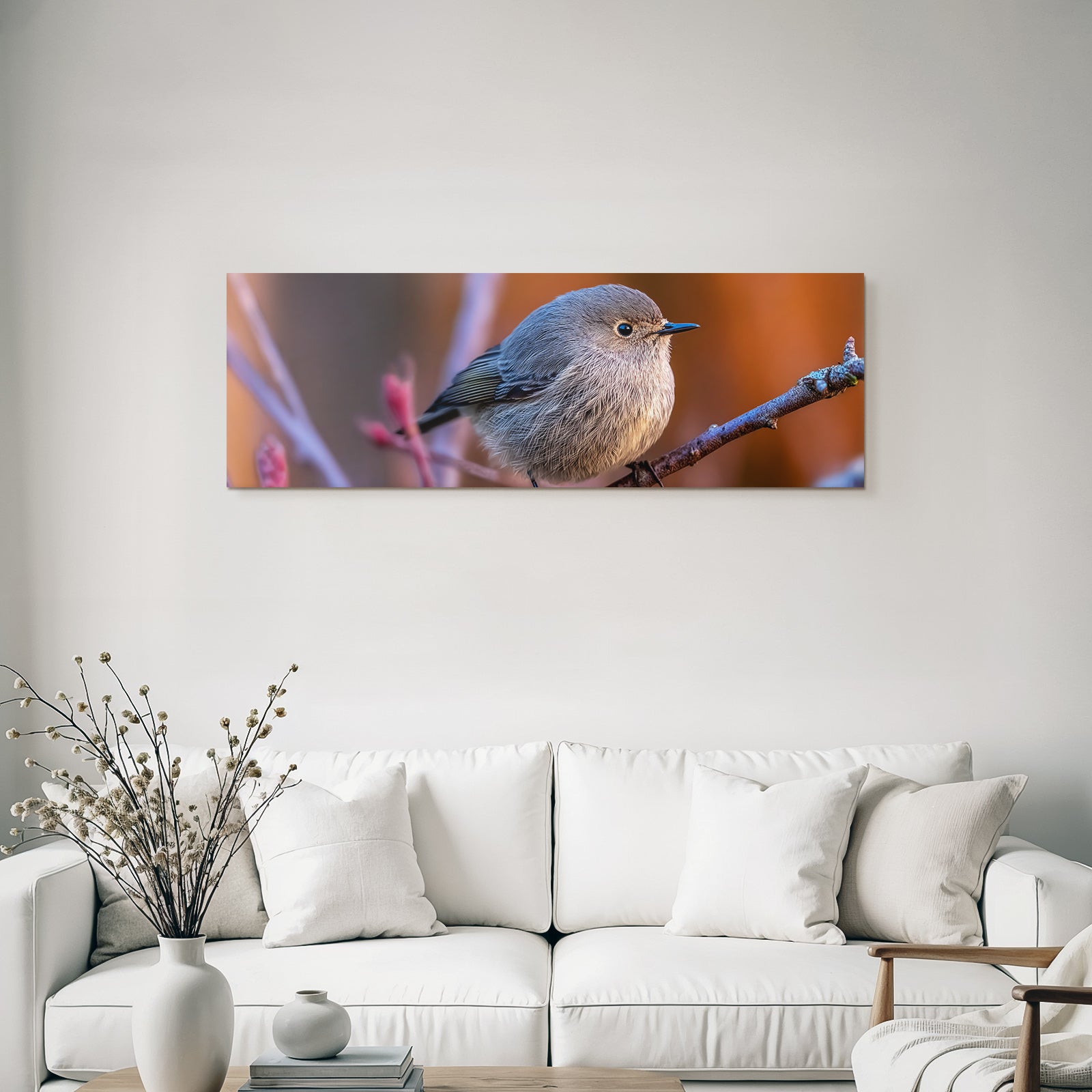 Vogel Auf Einem Ast Mit Weichen Flaumigen Federn