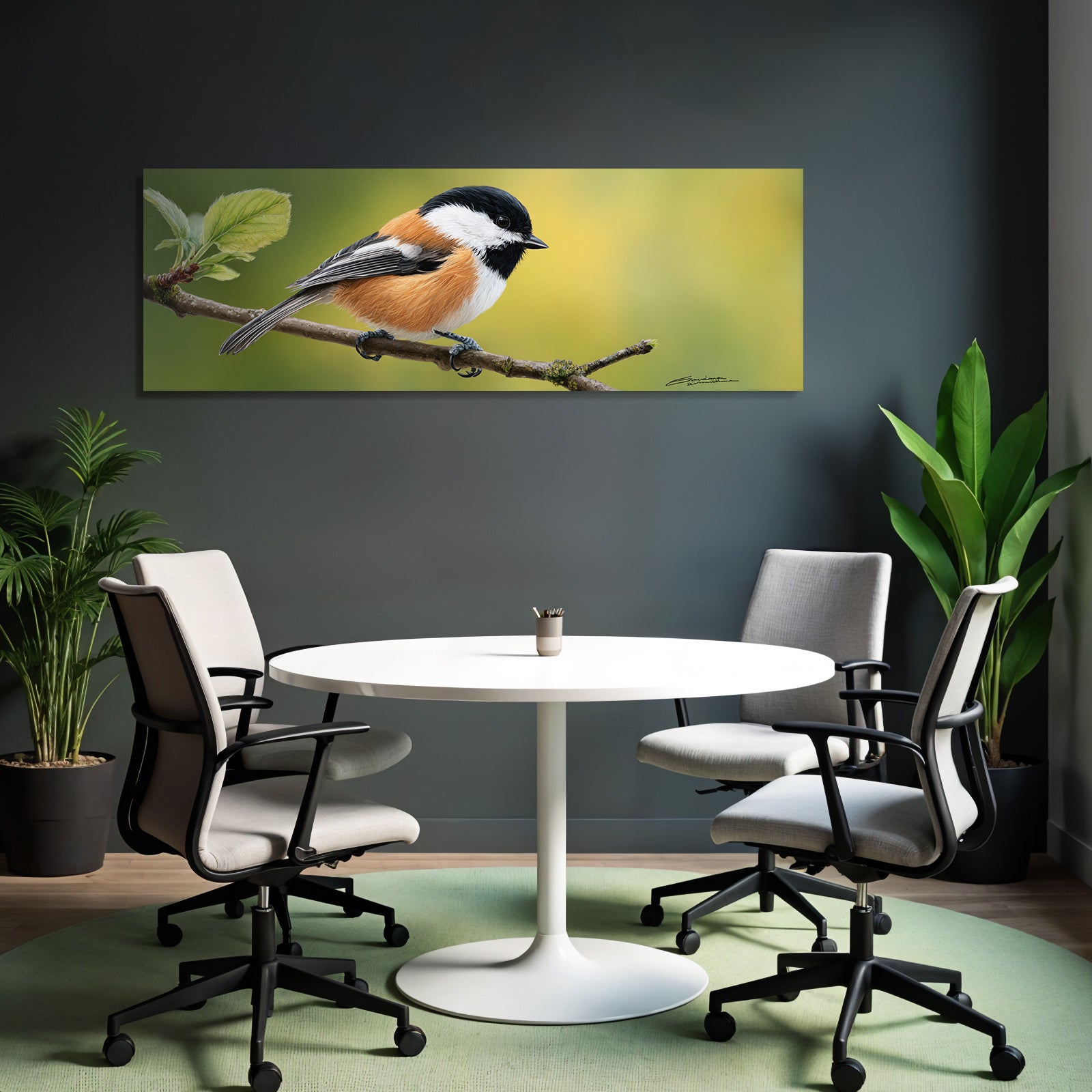 Vogel Auf Einem Zweig Mit Bunten Federn Hintergrund Unscharf