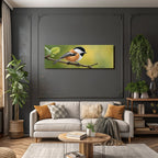 Vogel Auf Einem Zweig Mit Bunten Federn Hintergrund Unscharf