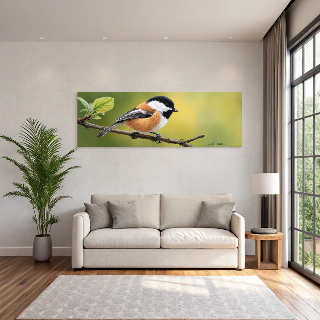 Vogel Auf Einem Zweig Mit Bunten Federn Hintergrund Unscharf