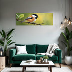 Vogel Auf Einem Zweig Mit Bunten Federn Hintergrund Unscharf