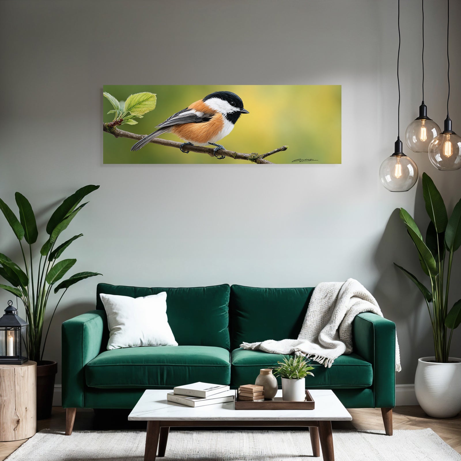Vogel Auf Einem Zweig Mit Bunten Federn Hintergrund Unscharf