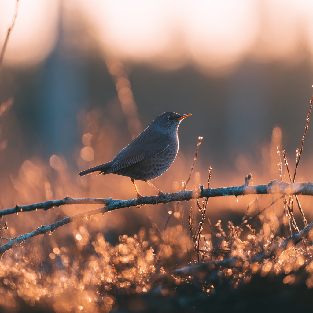 Auf Einem Ast Bei Sonnenaufgang Oder Sonnenuntergang | Voegel | Tiere